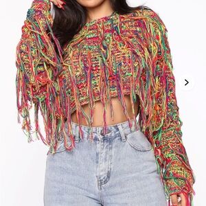 Colorful Fringe Knit Sweater